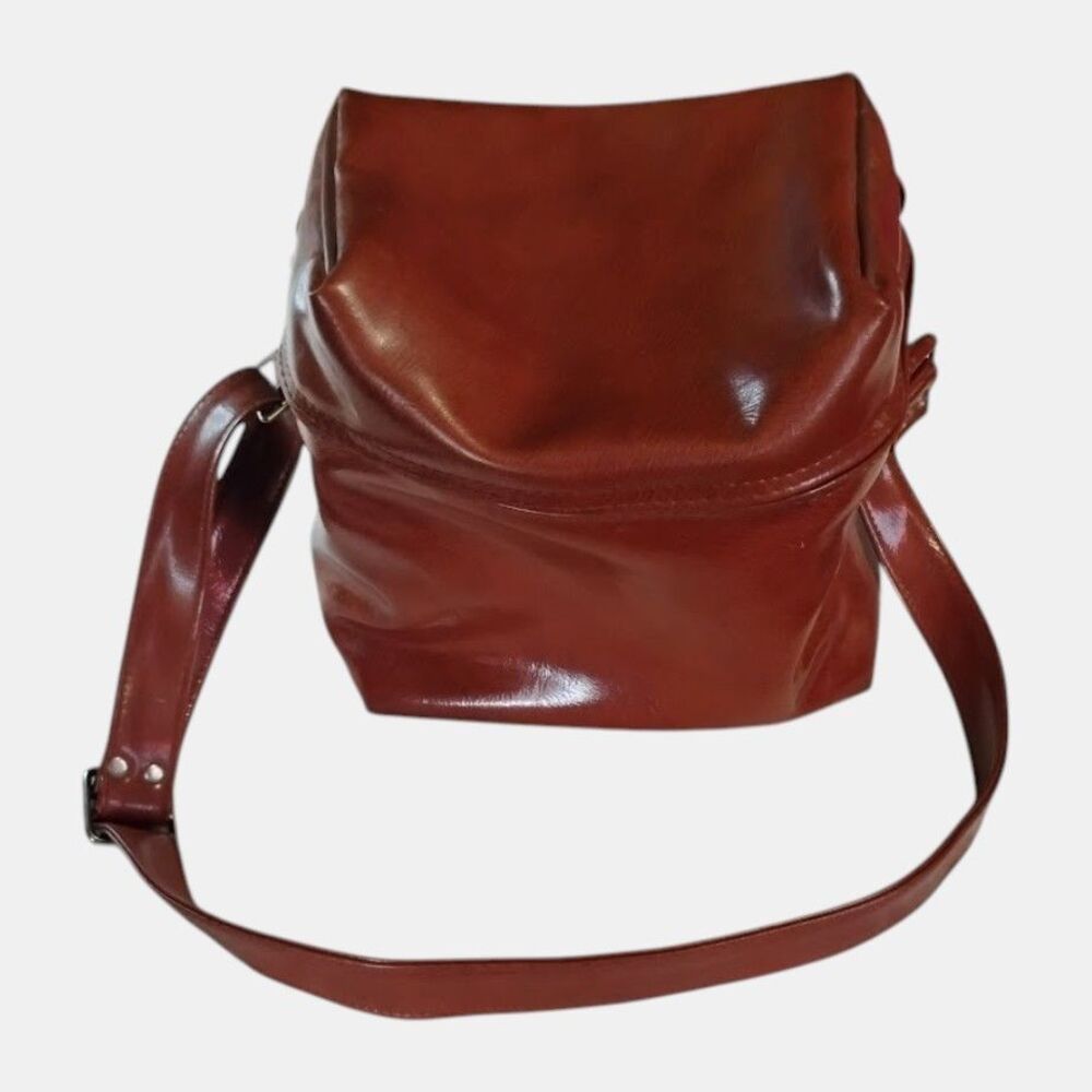 Vintage Brown Faux Leather Camera Bag Crossbody Case Taiwan 70s Gear Travel 9x9 - Picture 2 of 16